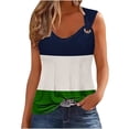 thumbnail image 1 of Tank Tops for Women Splicing Color Summer Fashionable Casual Sleeveless Printed Camisole Metal Round Neck Top Blouse, 1 of 5