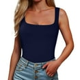 thumbnail image 1 of Tank Tops for Women,Square Neck Sleeveless Fitted Tank Top Blouse Elegant Dressy Summer Going Out Shirt,Camisole Tops for Women,Navy,M, 1 of 5