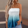 thumbnail image 1 of Tank Tops for Women Strapless Tube Tops Gradient Printed Pleated Strapless Bustier Summer Casual Tank Top Navy 2XL, 1 of 5