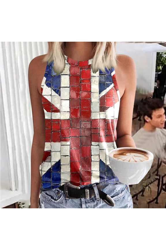 Tank Tops for Women Stretch Soft Comfortable Ribbed Sleeveless Tank Everyday America 250 Shirts Blue L