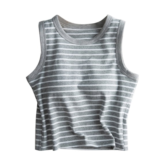 Tank Tops for Women Striped with Built in Bra Sleeveless Top