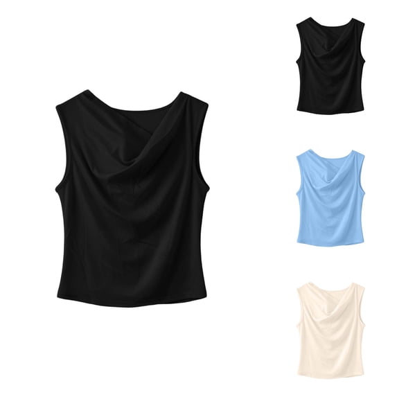 Tank Tops for Women Summer Casual Asymmetrical Neck Slim Fitted Sleeveless Shirt Going out Tops