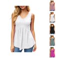 thumbnail image 1 of Tank Tops for Women Summer Flowy Peplum Top Sleeveless V Neck Textured Dressy Casual Tank Top, 1 of 7