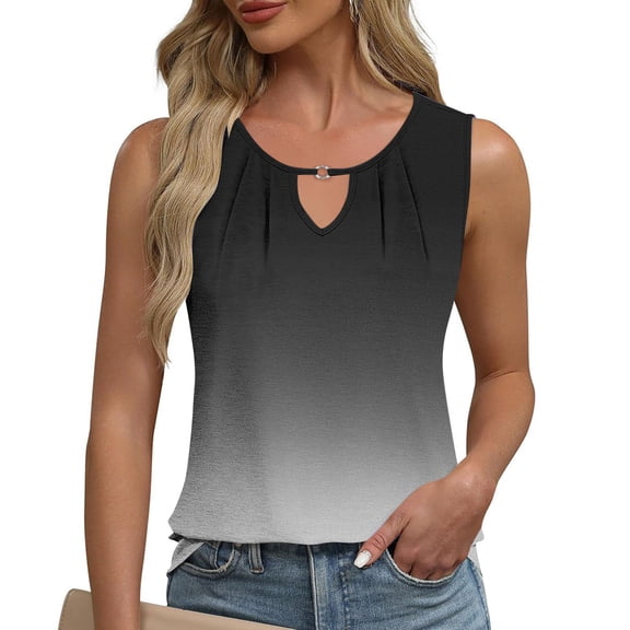 Tank Tops for Women Summer Gradient Print V-Neck T Shirts Leisure Slim Fit Sleeveless Standard Straps Blouses