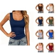 thumbnail image 1 of Tank Tops for Women Summer Scoop Neck Slim Fit Ribbed Plain Sleeveless Shirt Casual Basic Tanks, 1 of 5