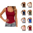 thumbnail image 1 of Tank Tops for Women Summer Scoop Neck Slim Fit Ribbed Plain Sleeveless Shirt Casual Basic Tanks, 1 of 5