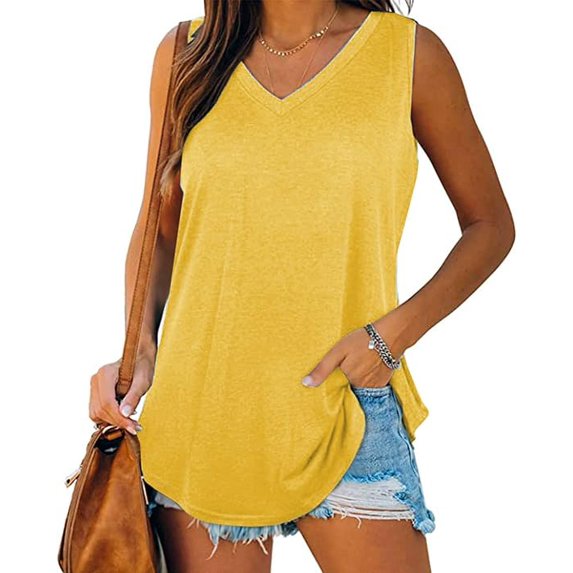 Tank Tops for Women Summer Sleeveless 2025 Loose Fit V Neck Casual Tank Tops Blouse Shirts Casual Solid Color Tunics