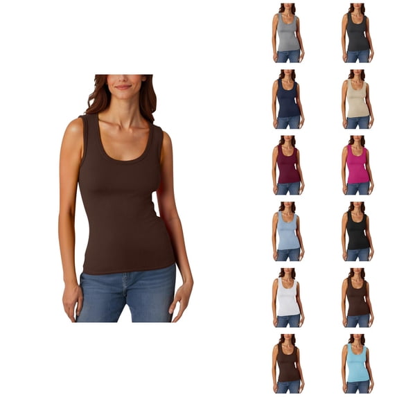 Tank Tops for Women Summer Sleeveless Scoop Neck Ribbed Stretch Slim Fit Casual Plain Basic Tanks