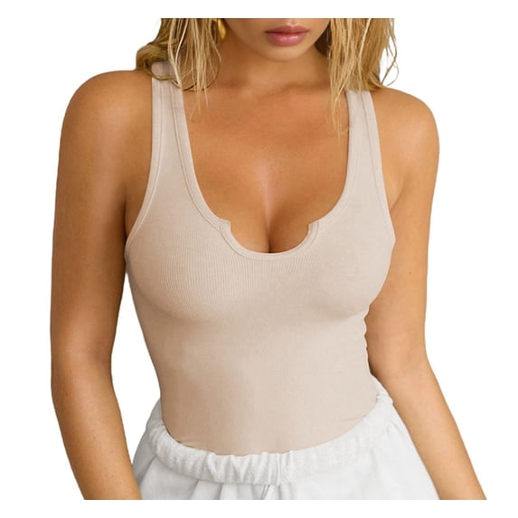 Tank Tops for Women Summer Sleeveless Shirts V Neck Ribbed Slim Fitted Tops Blouses S