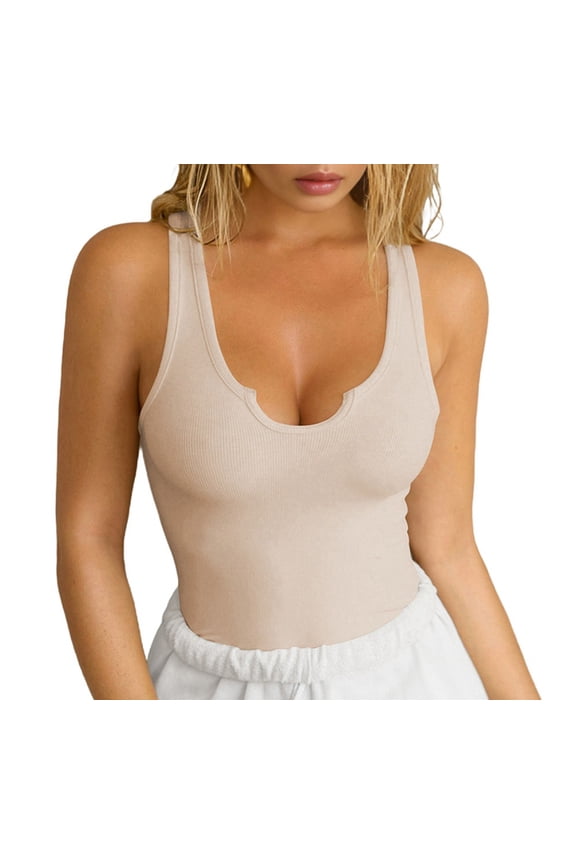 Tank Tops for Women Summer Sleeveless Shirts V Neck Ribbed Slim Fitted Tops Blouses XL