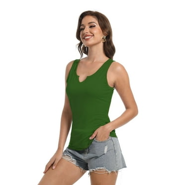 Tank Tops for Women Summer Sleeveless Shirts V Neck Ribbed Slim Fitted Tops