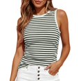 thumbnail image 1 of Tank Tops for Women Summer Striped Ribbed Knit Slim Fit Side Ruched | Wide Strap, Fashion Clothing, Sleeveless Shirts, XL, 1 of 3