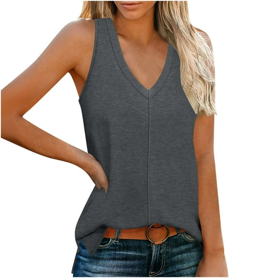 Tank Tops for Women Summer V Neck T Shirts Trendy Sleeveless Basic Tee Loose Fit 2025 Fashion