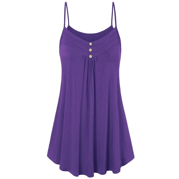 Tank Tops for Women Summer Vest Button Loose V Neck Blouse Casual Camisole Tops Purple M
