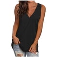 thumbnail image 1 of Tank Tops for Women Summer Vest European And American Loose V Neck Sleeveless T Shirt Casual Camisole Tops Black XXXL, 1 of 3