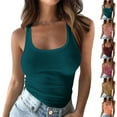thumbnail image 1 of Tank Tops for Women Tank Tops Womens Solid Tank Sleeveless U-Neck Base Shirt Summer Casual Workout Tees Orange XL, 1 of 6