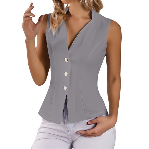 Tank Tops for Women Three Button Solid Color Sleeveless Summer Vest Sets