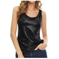 thumbnail image 1 of Tank Tops for Women Trendy Casual Fashion V Neck Shiny Sequin Camisole Sleeveless Tanks Tops Summer Blouses Black M, 1 of 5