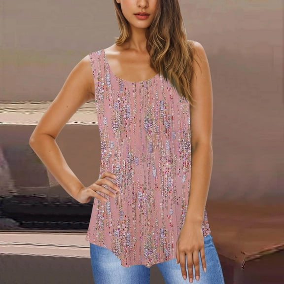 Tank Tops for Women Trendy Sleeveless Floral Summer Shirts Casual Dressy Blouses Flowy Boho Beach Outfits