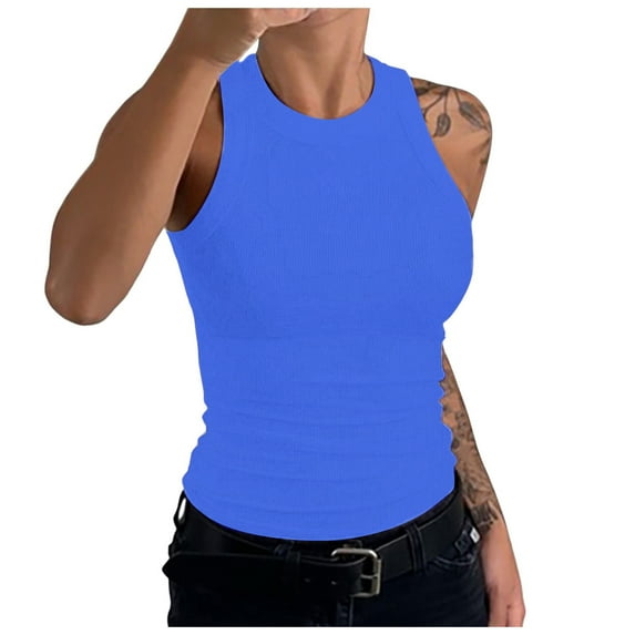 Tank Tops for Women,Trim Backless Vest for Summer Outings and Casual Wear,Tank Top for Women,Z02 Blue,L