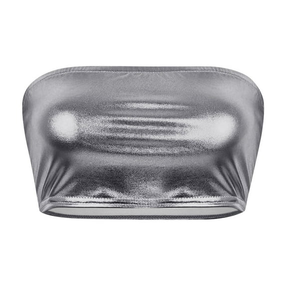 Tank Tops for Women,Tube Performance Solid Color Bandeau Wrap Chest Nightclub Show Wear,Camisole Tops for Women,Grey,XL