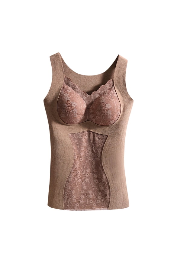 Tank Tops for Women,Underwire Convertible T-Shirt Bra with One Smooth U Light Comfort Design for Everyday Wear,Camisole Tops for Women,Khaki,L