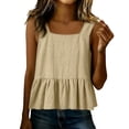 thumbnail image 1 of Tank Tops for Women V Neck Cute Cotton Linen Sleeveless Vacation Vests, 1 of 6