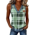 thumbnail image 1 of Tank Tops for Women V Neck Pleated Print Sleeveless Satin Summer Tops, 1 of 5