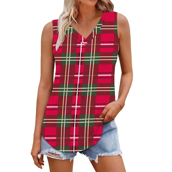 Tank Tops for Women V Neck Printed Loose Sleeveless Summer Tops