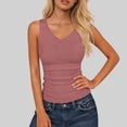 thumbnail image 1 of Tank Tops for Women V Neck Ribbed Knit Slim Fitted Sleeveless Basic Tee Casual Summer Pullover Blouse Pink XXL, 1 of 6