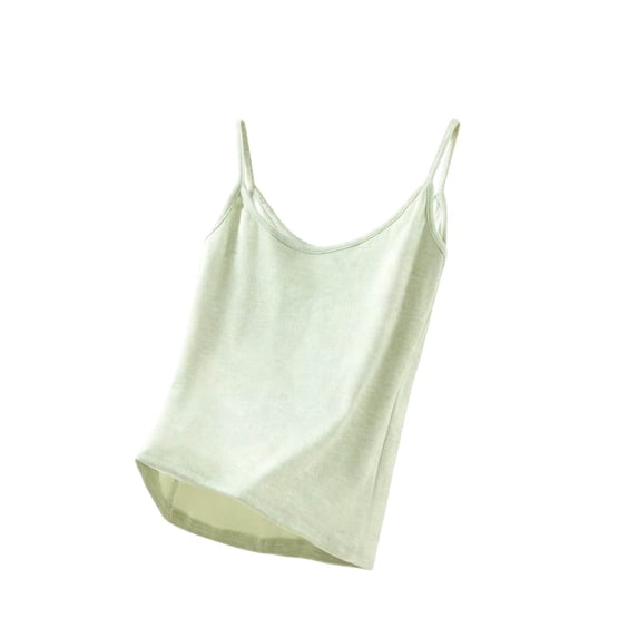 QSAWXQZ Women's Velvet Fleece Crew Neck Sleeveless Solid Tank Top Green 2XL