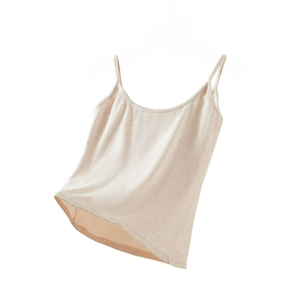 Tank Tops for Women Velvet Fleece Base Layer Sleeveless Crewneck Pullover Solid Straps Vest Pink L