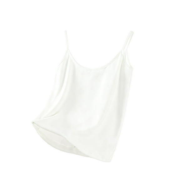 Tank Tops for Women Velvet Fleece Base Layer Sleeveless Crewneck Pullover Solid Straps Vest White 2XL