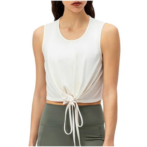 Tank Tops for Women, Women's Modal Sports Tank Tops, Lightweight Sleeveless Quick-Dry Athletic Yoga Shirts Fashion Drawstring Bow Tie Top