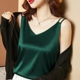 thumbnail image 1 of Tank Tops for Women Women's Summer Casual V-Neck Solid Color Silk Sleeveless Loose T-Shirt Tank Tops Tank Top Kagetolytai Dark Green L, 1 of 4