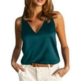 thumbnail image 1 of Tank Tops for Women Women's Vest Sleeveless Shirts for Women V Neck Tees Blouses Casual Basic Tops Pullover Tank Top Kagetolytai Dark Green L, 1 of 6