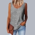 thumbnail image 1 of Tank Tops for Women Womens Summer Fashion Sequin Tops Neck Sequin Sleeveless Tanks Tops Blouses Grey, 1 of 6
