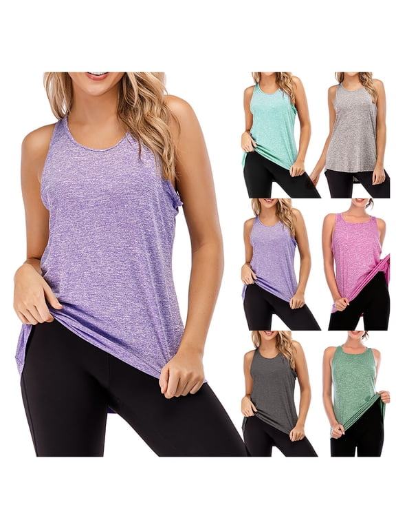 Tank Tops for Women Workout Sleeveless Athletic Tank Tops Crewneck Basic Undershirt Running Yoga Active Shirts Plus Size Racerback Breathable Tee