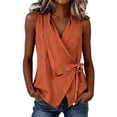 thumbnail image 1 of Tank Tops for Women Wrap V Neck Tie Side Ruched Front Elegant Sleeveless Shirts Workout Tops for Women, 1 of 4