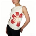thumbnail image 1 of Tank Tops for Women Y2K Floral Graphic Tank Tops Sleeveless Crew Neck Tank Tops (White 6), 1 of 5