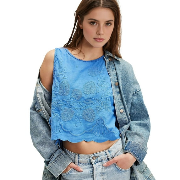 Tank Tops for Women Y2K Sleeveless Square Neck Tie Up Cropped Vest Summer Chic Going Out Blouse Blue S
