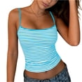 thumbnail image 1 of Tank Tops for Women Striped Spaghetti Strap Ribbed Scoop Neck Slim Fit Summer Party Camisole Sky Blue 2XL, 1 of 5