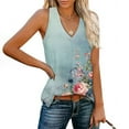 thumbnail image 1 of Tank Tops for Women under $4.98 no boundari Sleeveless Printed V-neck Pullover Side Slit Loose Casual Top Multicolor XL, 1 of 6