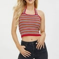 thumbnail image 1 of Tank Tops for Women under $4.98 no boundari Sleeveless Stripe T-shirt Crop Top Red XL, 1 of 6
