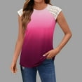 thumbnail image 1 of Tank Tops for Women under $5 Lace Sleeveless Round Neck Gradient Printed T-shirt Hot Pink S, 1 of 5
