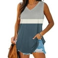 thumbnail image 1 of Tank Tops for Women under $5 Patchwork Sleeveless V-Neck Basic Casual Flowy Summer Tops Gray S, 1 of 5