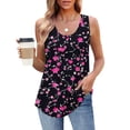 thumbnail image 1 of Tank Tops for Women under $5 Plus Size Sleeveless Crew-neck Pleated Print Casual Fashion Top Multicolor L, 1 of 6