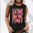 thumbnail image 1 of Tank Tops for Women under $5 Plus Size Sleeveless Floral Print Round Neck Summer Printed Top Black XXL, 1 of 5