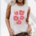 thumbnail image 1 of Tank Tops for Women under $5 Plus Size Clearance Sleeveless Floral Print Round Neck Summer Printed Top White XXL, 1 of 5