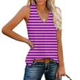 thumbnail image 1 of Tank Tops for Women under $5 Plus Size Clearance Stripe V-neck Sleeveless Loose Casual Side Slit Casual Top Hot Pink L, 1 of 6